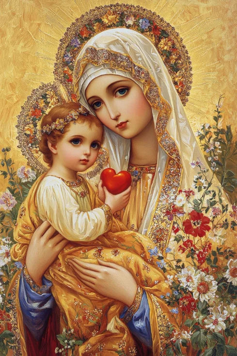 Christian Sacred Heart Jesus Art Posters Prints Catholic Pure Virgin Mary Canvas Painting Religious Believers Bedroom Home Decor