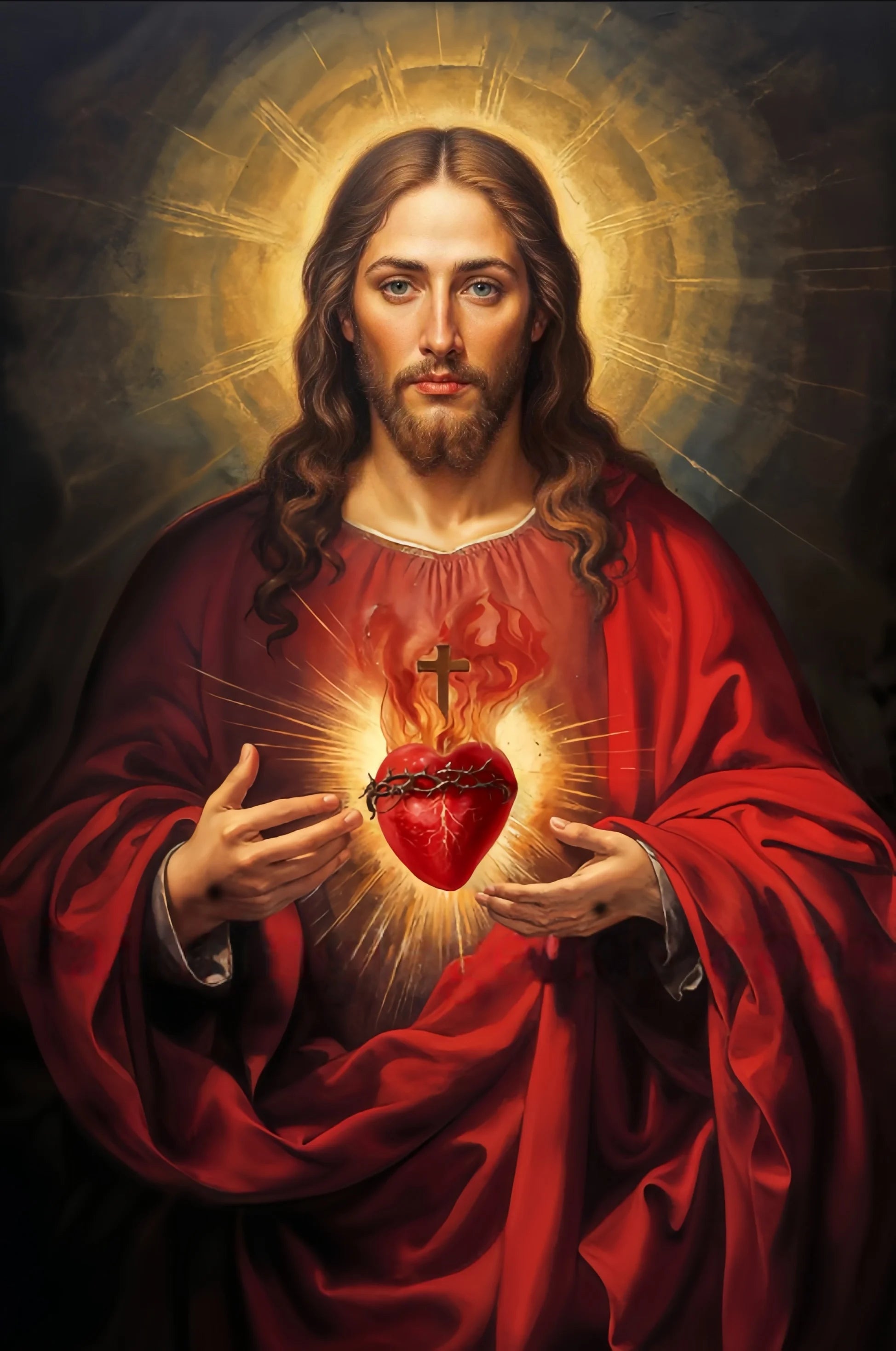 Christian Sacred Heart Jesus Art Posters Prints Catholic Pure Virgin Mary Canvas Painting Religious Believers Bedroom Home Decor
