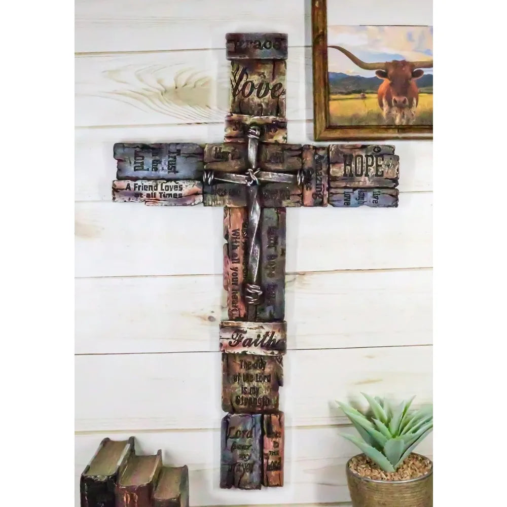 Ebros Gift Rustic Western Christian Holy Bible Scripture Inspirational Words of Encouragement Friendship Faith Hope Love Grace W