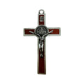 Easter Gift Crucifix Wall Cross-St. Benedict Metal Wall Art-5.0 InchX2.7 Inch Black White Brown Enamel Give Blessing Rosary Gift