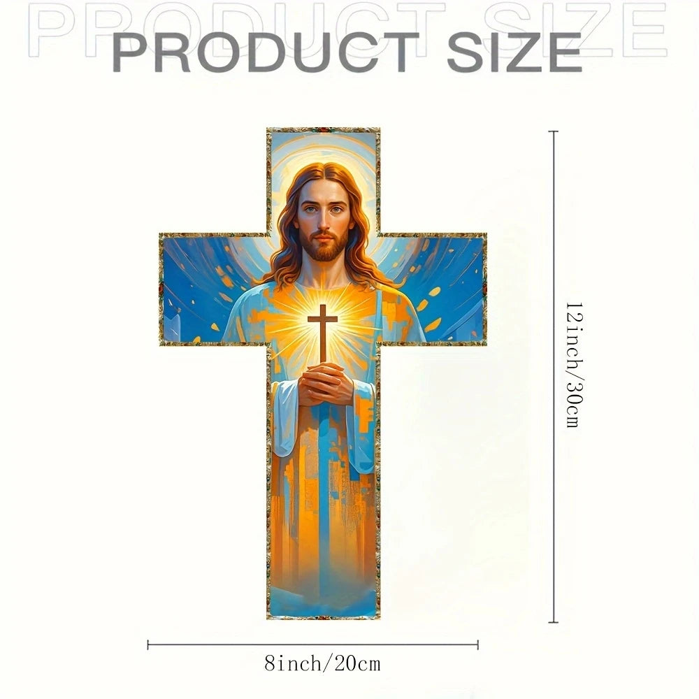 30cm Flat 2D Wooden Cross Jesus Christian Believer Family Decora Church Party Colour Wooden Board Portable Pendant Photo Prop
