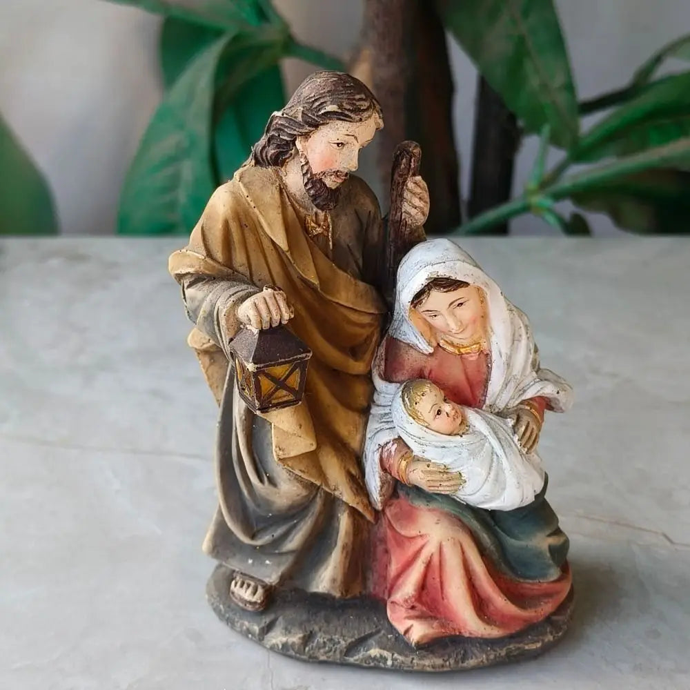 Creative Handmade Holy Family Statues Painted Cartoon Christ Figurine Religious Sculptures Church