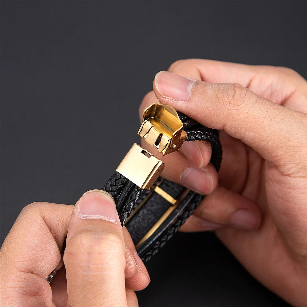 New Prayer Style Multi Layer Design Stainless Steel Cross Bracelet Leather Bracelet Women Classic Christmas Men Fashion Gift