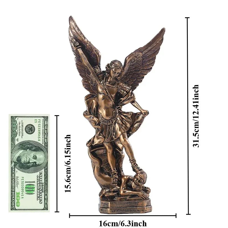 Ermakova St.Michael the Archangel Figurine Resin St Michael Statue Saint Michael Defeating Satan Collection Angel Sculpture