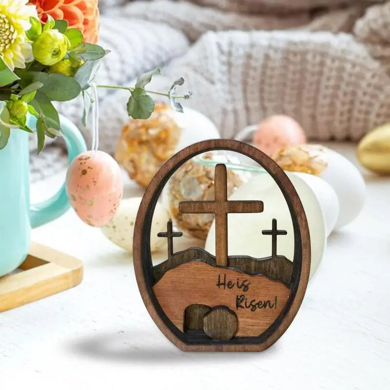 The Empty Tomb Easter Scene Wooden Tiered Resurrection Scene Tray Kit Handcrafted Jesus Nativity Sign Religious Christian Table