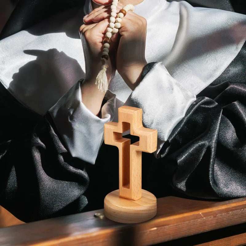Cross Wood Crucifix Standing Jesus Wall Wooden Religious Christian Table Decoration Holy Church Religious Ornament Statue Gifts