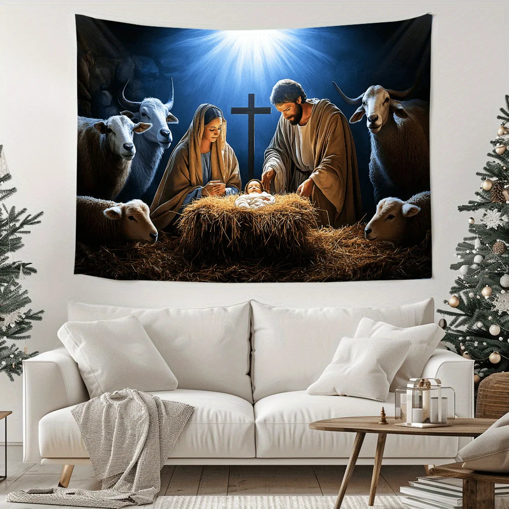 Inspirational Christmas Scene Tapestry - Perfect Choice for Holiday & New Year Decor
