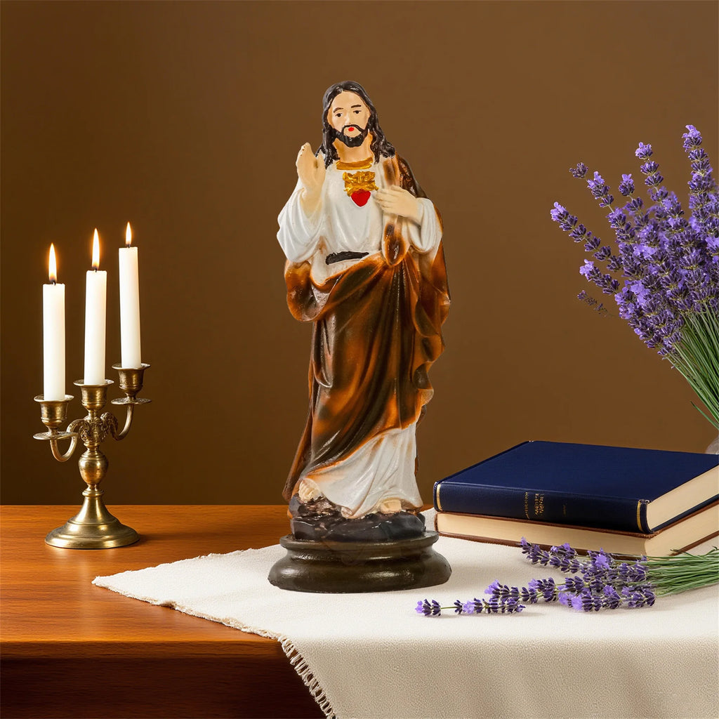 Religious Resin Statue of Virgin Mary for Home Office Church Decorations Living Room Tabletop Jesus Figurine