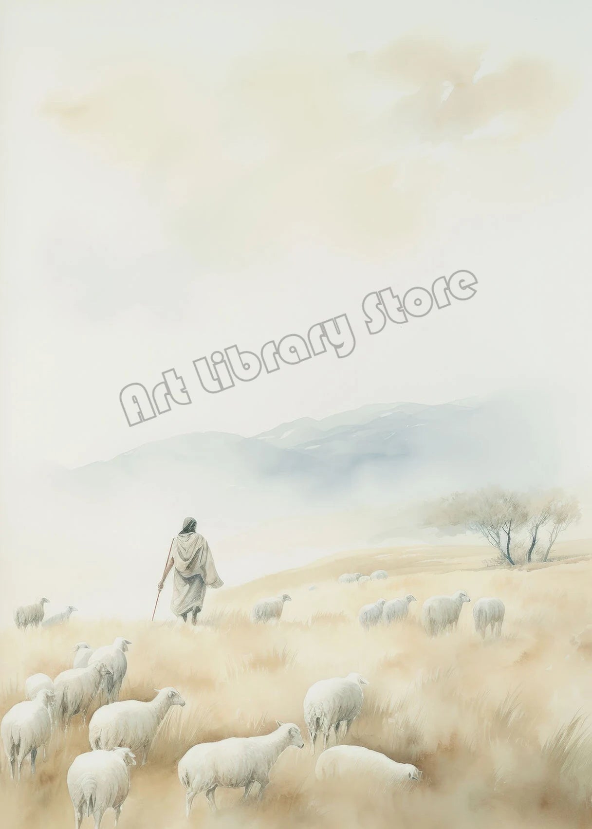 Watercolor Jesus Teaching Children Portrait Christian Religious Poster Canvas Painting Wall Art Pictures Home Interior Decor