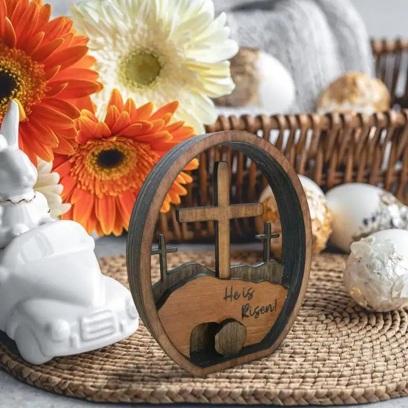 The Empty Tomb Easter Scene Wooden Tiered Resurrection Scene Tray Kit Handcrafted Jesus Nativity Sign Religious Christian Table