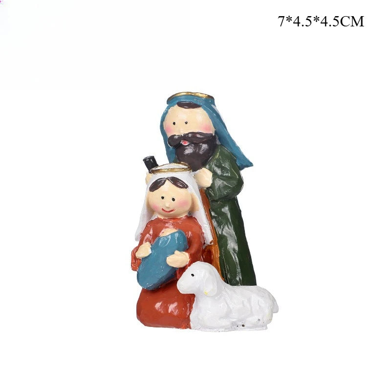 Christmas Decorations Manger Nativity Resin Ornaments Home Desktop Decoration