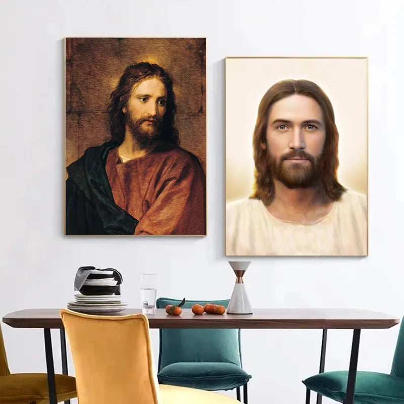 Jesus Christ Portrait Hand of God Poster Retro Christian Religious Canvas Painting Wall Art Pictures Christmas Home Decor