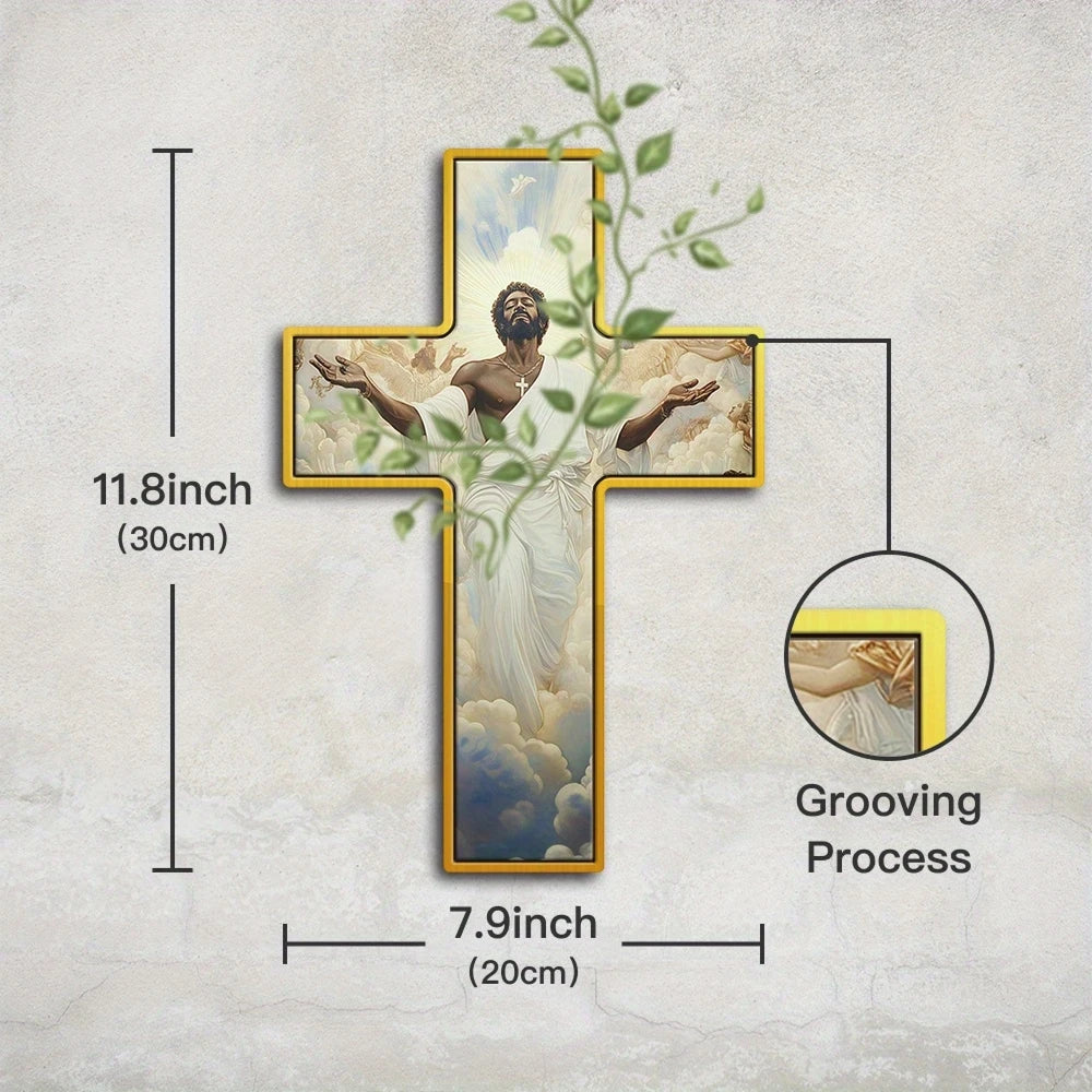 30cm Flat 2D Wooden Cross Jesus Christian Believer Family Decora Church Party Colour Wooden Board Portable Pendant Photo Prop