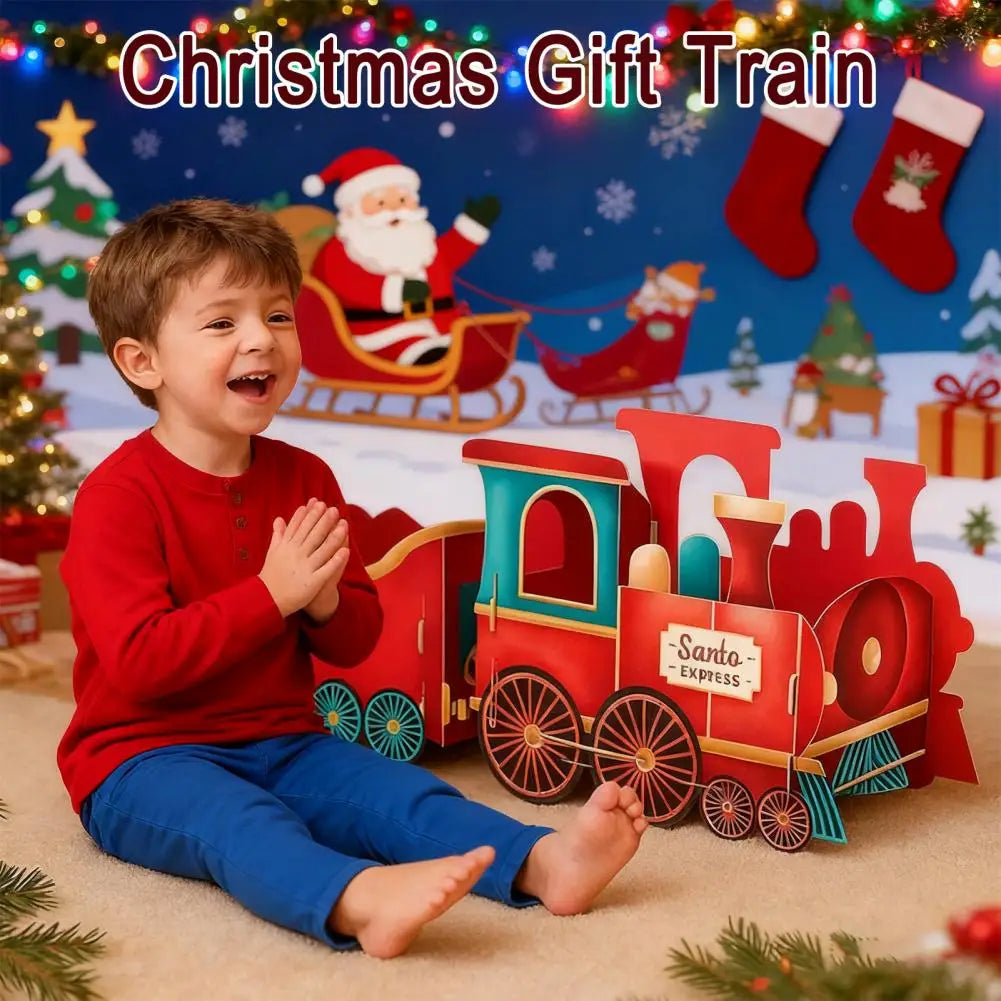 Santa Gift Train Christmas Gift Train Festive Christmas Train Toy Set with Santa Gift Boxes Gingerbread Ornaments for Kids