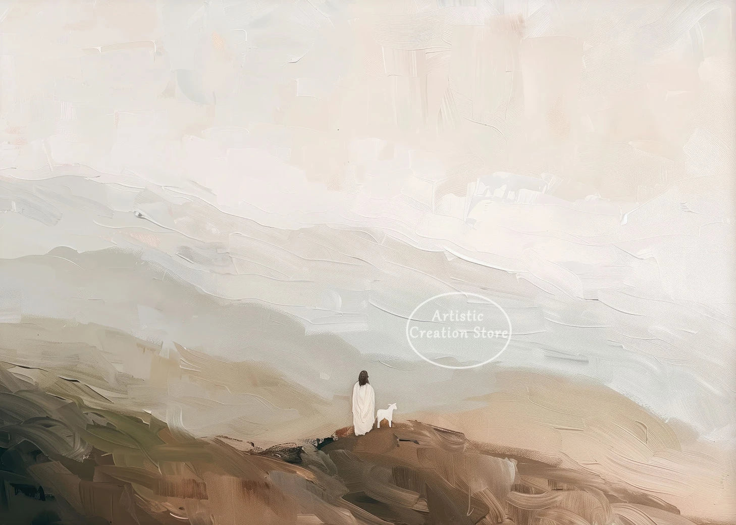 Retro Christian Jesus Leaves The 99 Good Shepherd Landscape Religious Poster Canvas Painting Wall Pictures Home Interior Decor