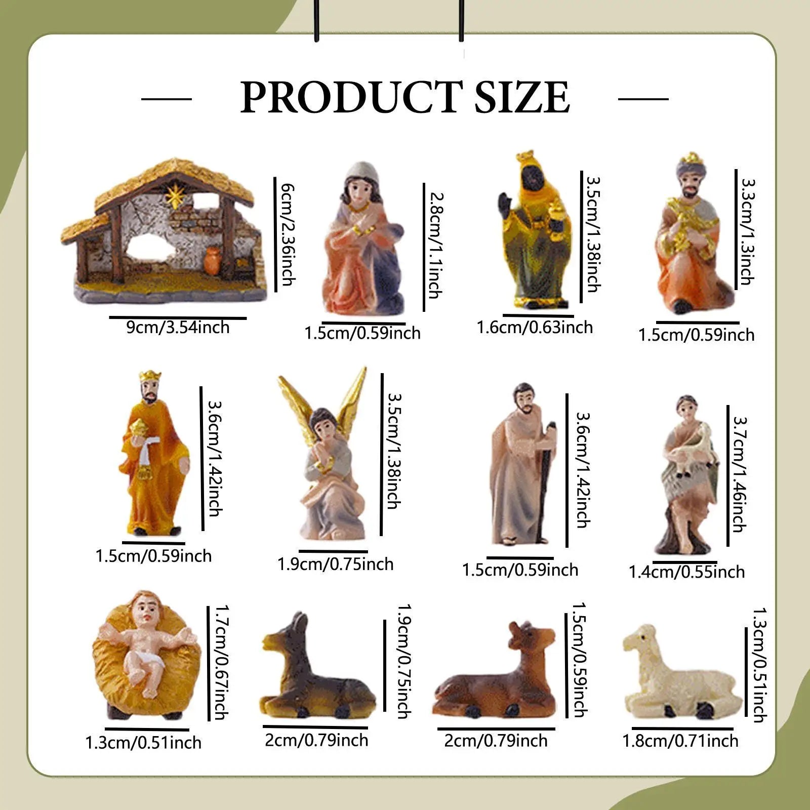 Christmas Nativity Scene Set Handmade Decorative Xmas Statue, Tabletop Decoration for Office, Desk