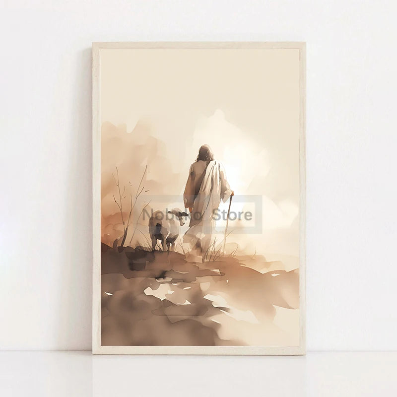 Modern Christian Jesus Poster Religious Prints Canvas Painting Bible Verse Wall Art Pictures Home Living Room Christian Decor