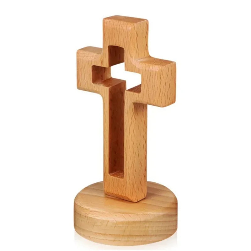 Cross Wood Crucifix Standing Jesus Wall Wooden Religious Christian Table Decoration Holy Church Religious Ornament Statue Gifts