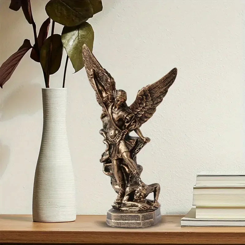 Ermakova St.Michael the Archangel Figurine Resin St Michael Statue Saint Michael Defeating Satan Collection Angel Sculpture
