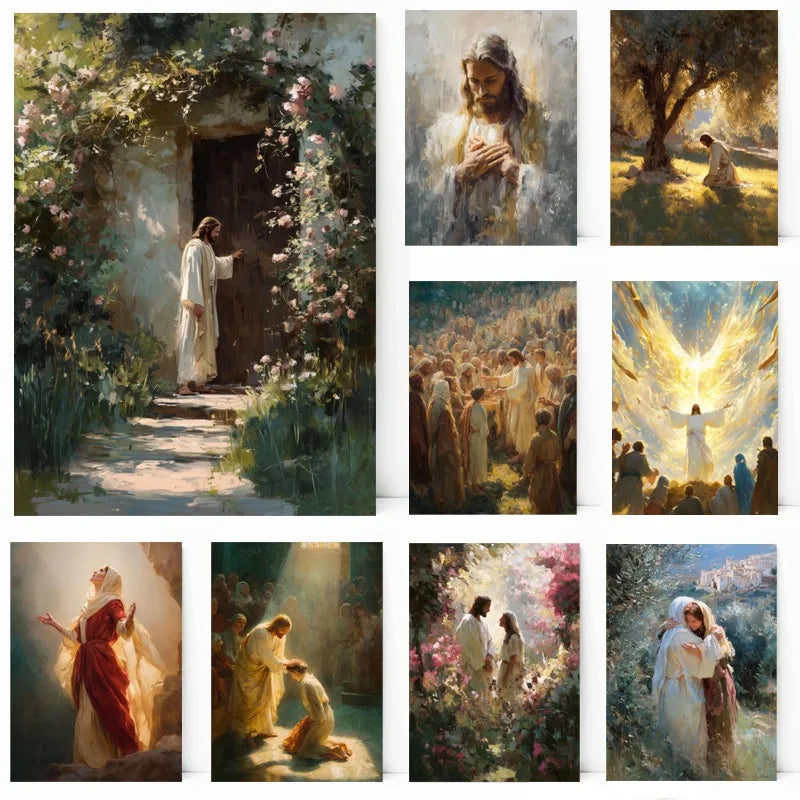 Classic Jesus Knocking At The Door Religious Faith Christian Bible Art Poster Canvas Painting Wall Pictures Home Interior Decor