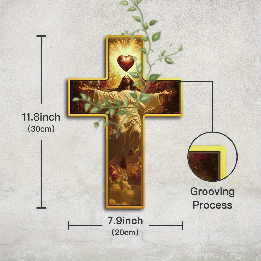 30cm Flat 2D Wooden Cross Jesus Christian Believer Family Decora Church Party Colour Wooden Board Portable Pendant Photo Prop