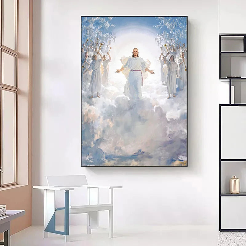 Jesus Christ Portrait Hand of God Poster Retro Christian Religious Canvas Painting Wall Art Pictures Christmas Home Decor