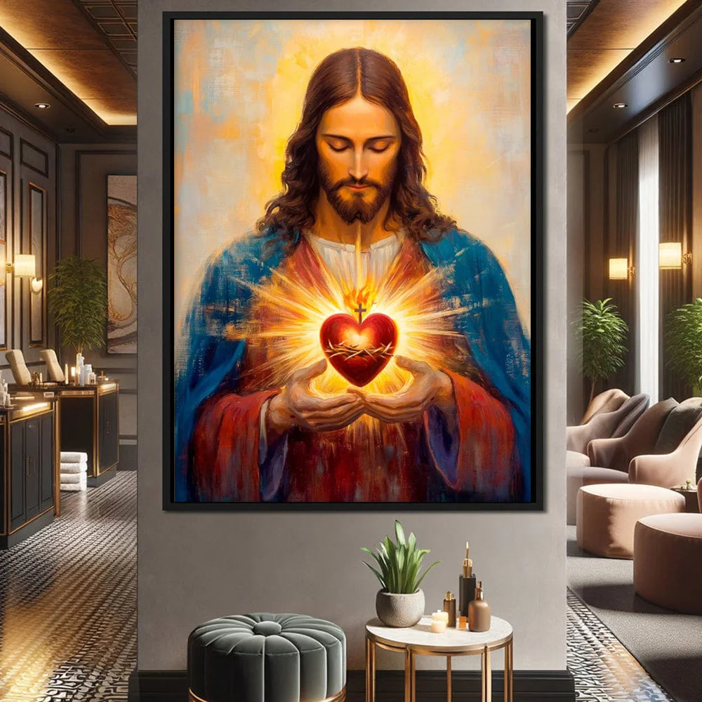 Christian Sacred Heart Jesus Art Posters Prints Catholic Pure Virgin Mary Canvas Painting Religious Believers Bedroom Home Decor