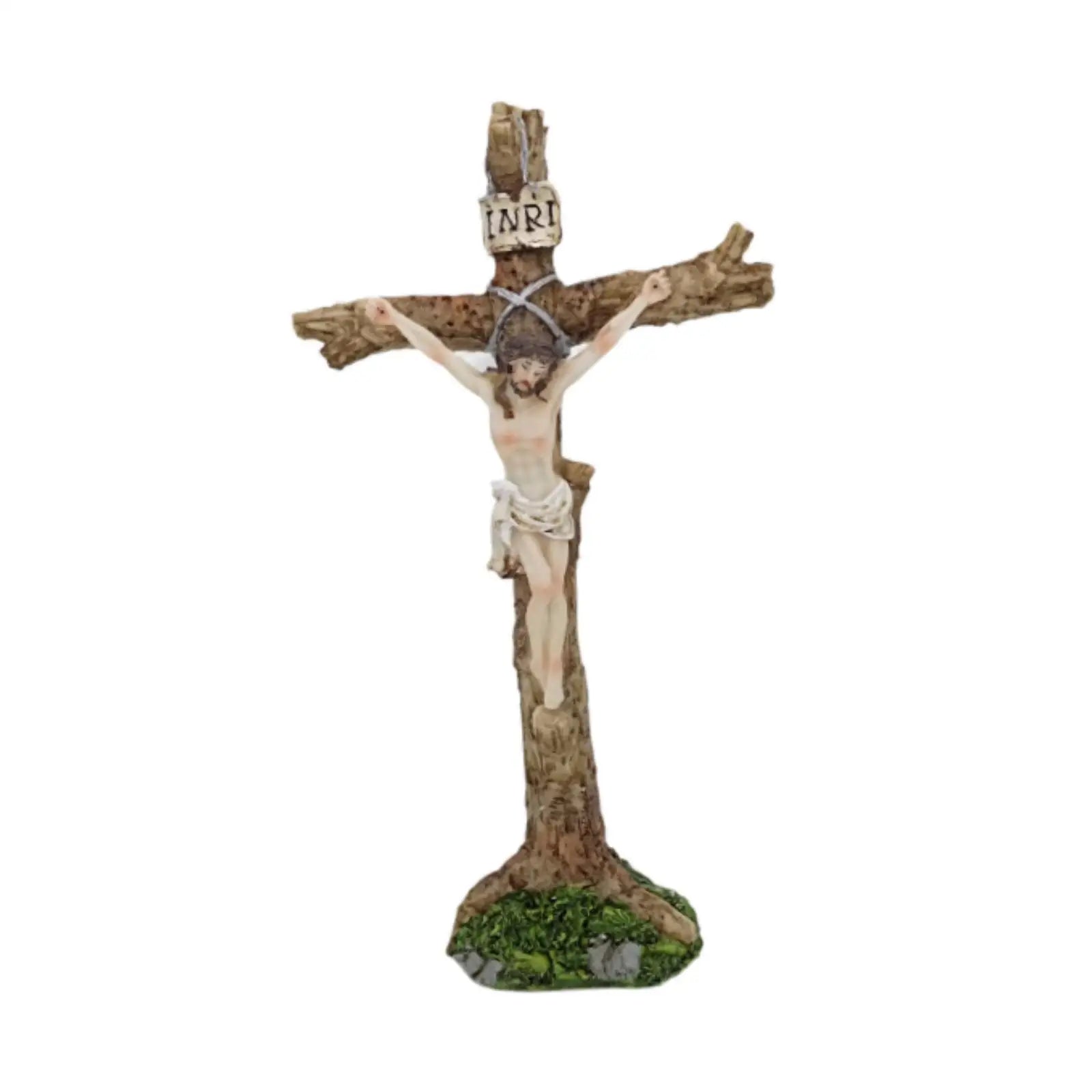 Standing Crucifix Sculpture Passion Crucifix Tabletop Centerpiece Holiday Jesus Cross Figurine Easter Decoration for Table