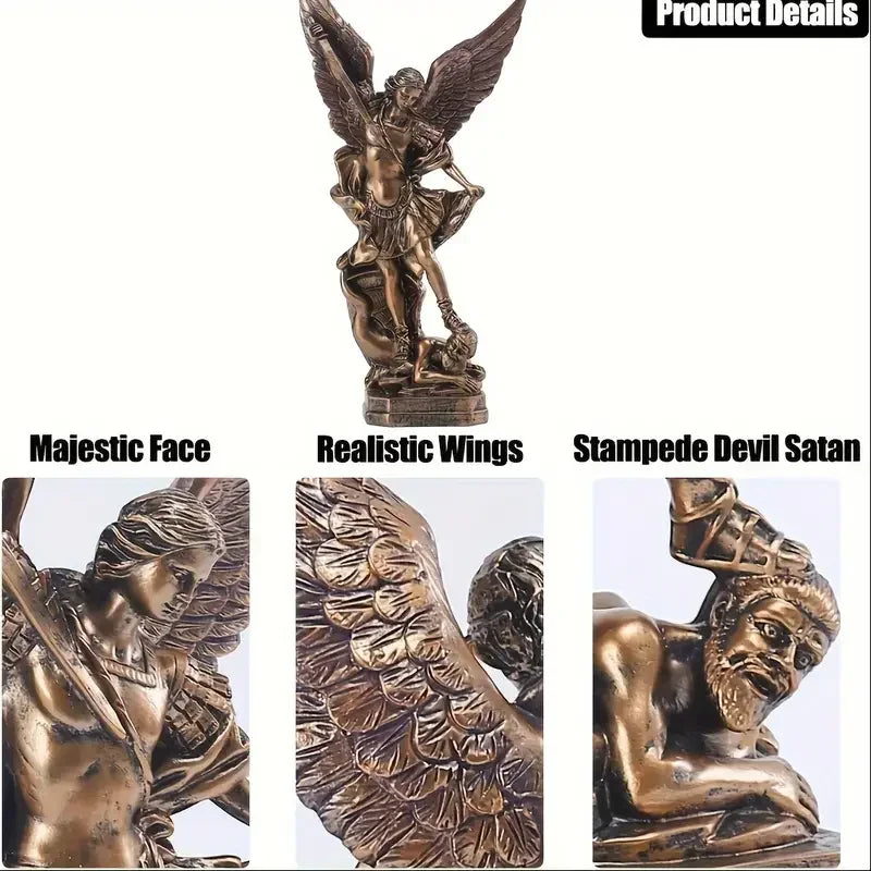 Ermakova St.Michael the Archangel Figurine Resin St Michael Statue Saint Michael Defeating Satan Collection Angel Sculpture