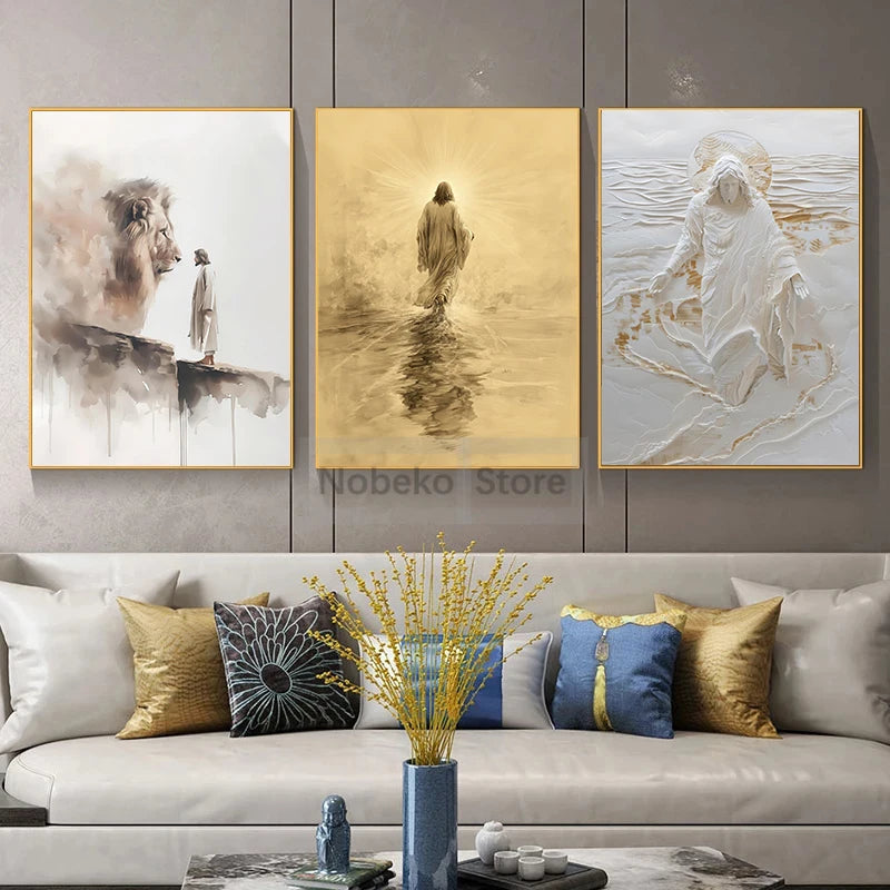 Modern Christian Jesus Poster Religious Prints Canvas Painting Bible Verse Wall Art Pictures Home Living Room Christian Decor