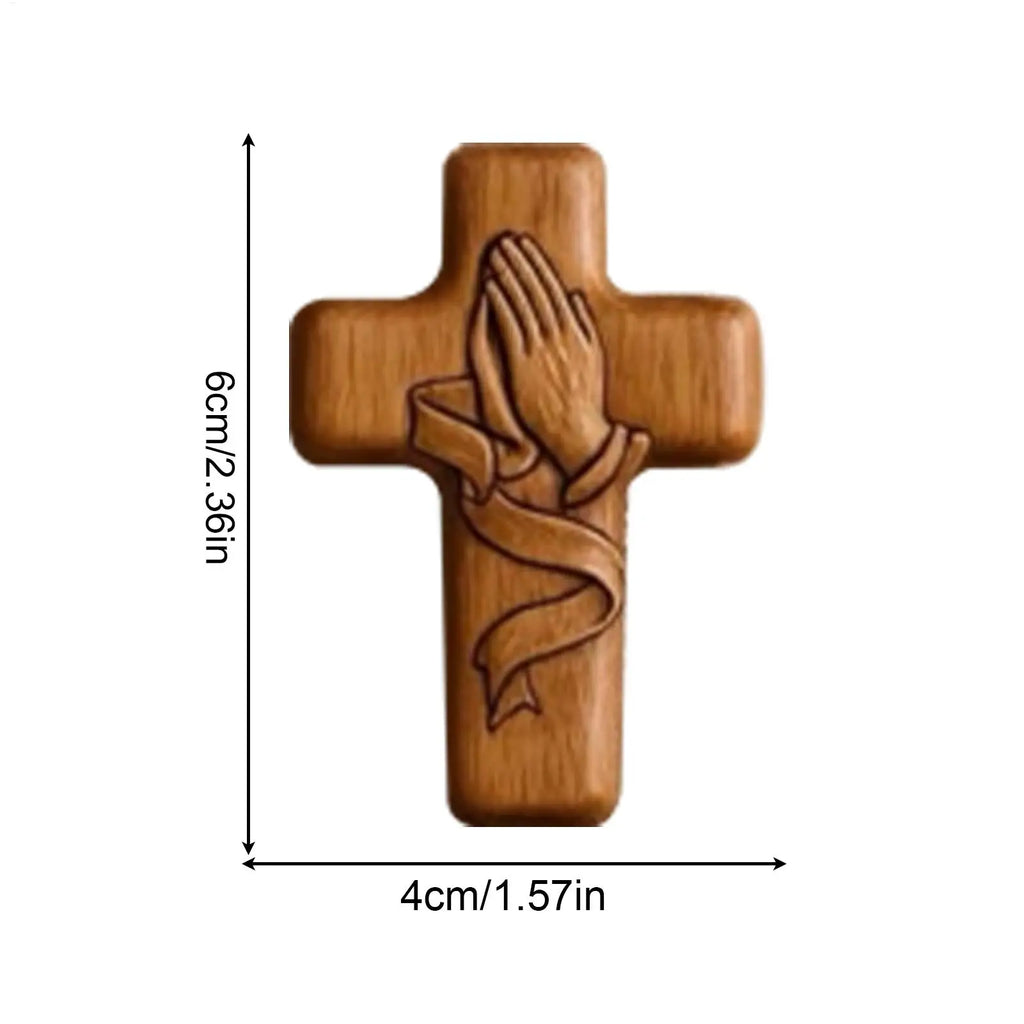 Handheld Prayer Cross Wooden Crucifix Pocket Size Daily Devotion Cross for Catholics Christians Spiritual Seekers Christmas Gift