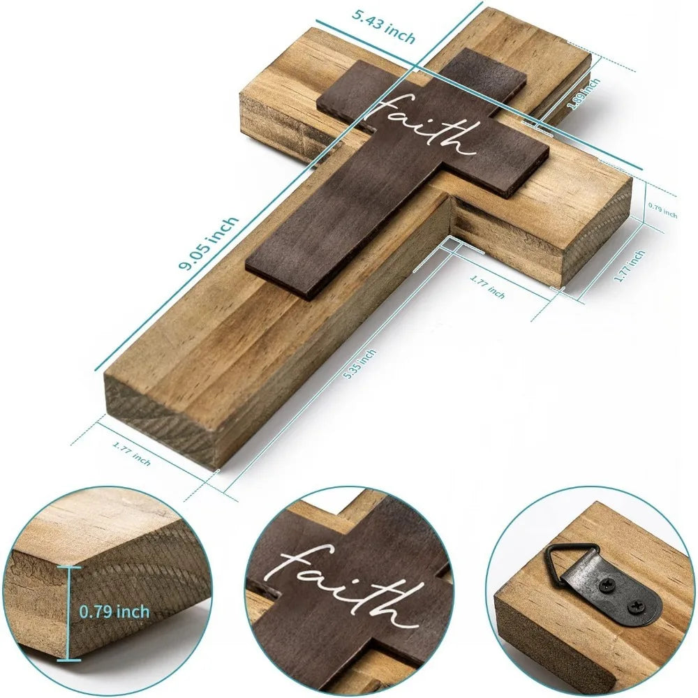 Wall Wooden Cross Christians Crosses Spiritual Religious Cross With Hook Christmas Wall Hanging Handmade Nature Wood Color with
