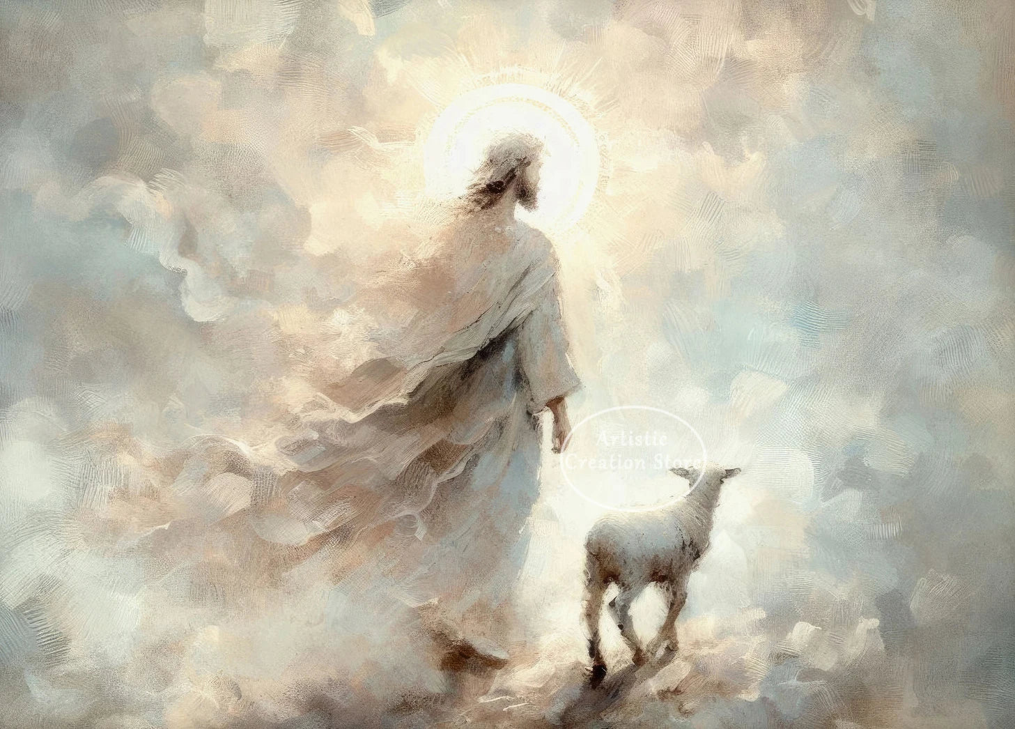 Retro Christian Jesus Leaves The 99 Good Shepherd Landscape Religious Poster Canvas Painting Wall Pictures Home Interior Decor