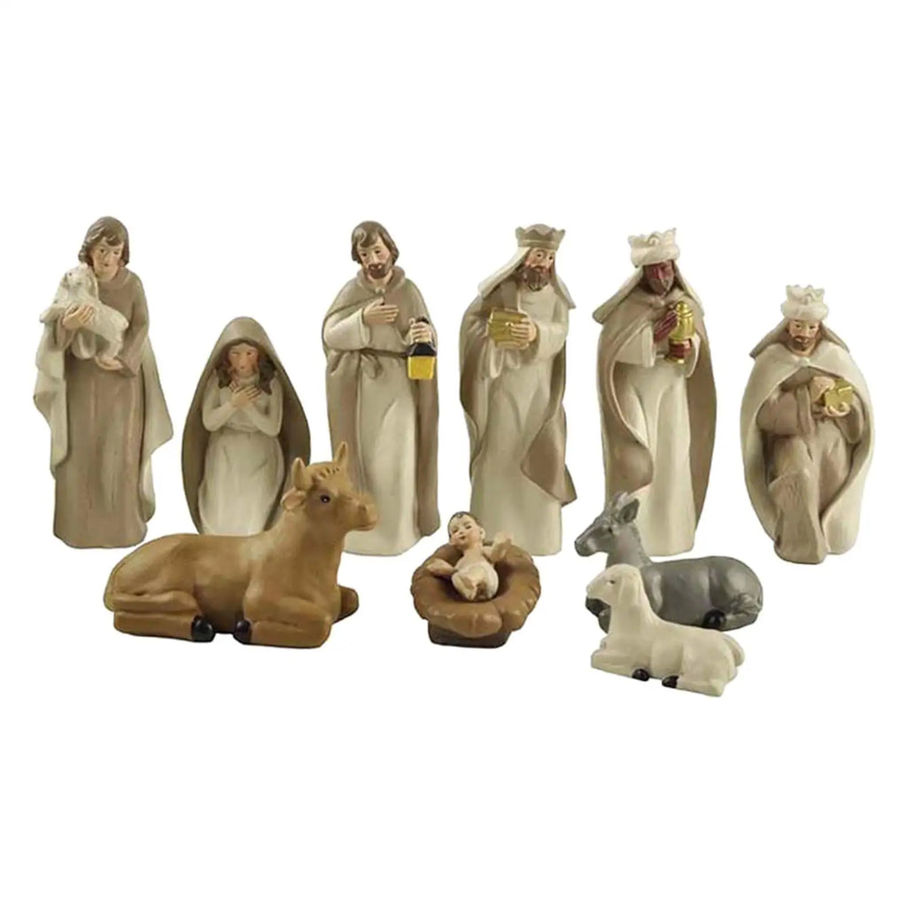 10x Resin Christmas Crib Figures Display Set Figures Baby Gifts