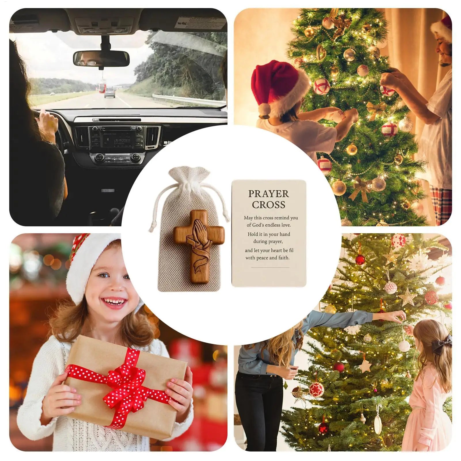 Handheld Prayer Cross Wooden Crucifix Pocket Size Daily Devotion Cross for Catholics Christians Spiritual Seekers Christmas Gift