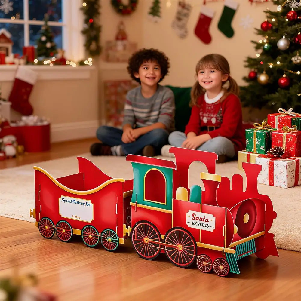 Santa Gift Train Christmas Gift Train Festive Christmas Train Toy Set with Santa Gift Boxes Gingerbread Ornaments for Kids