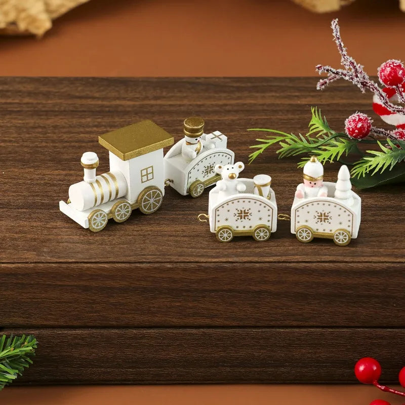 Christmas Decorations Wooden Color Box Small Train Ornaments, Window Ornaments Christmas Gifts Christmas Decorations