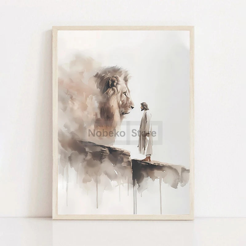 Modern Christian Jesus Poster Religious Prints Canvas Painting Bible Verse Wall Art Pictures Home Living Room Christian Decor