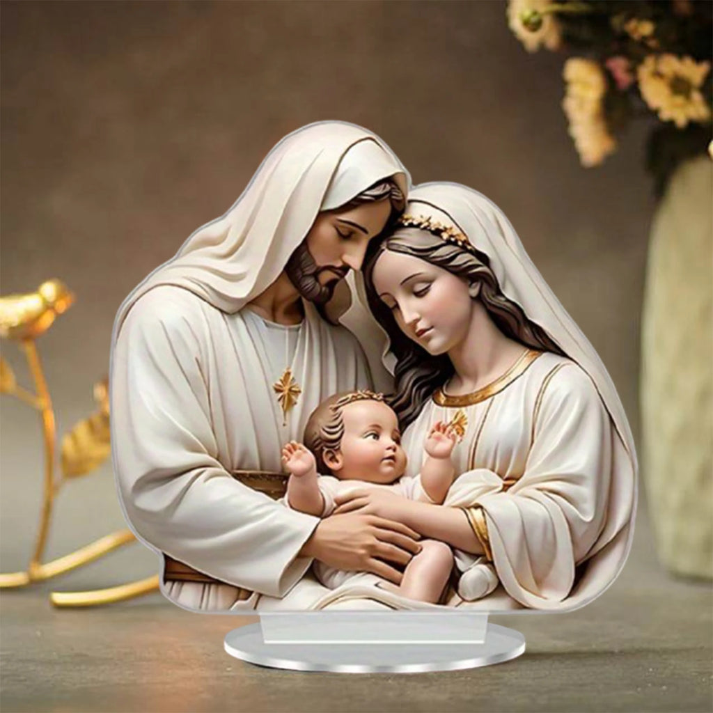 Nativity Scene Tabletop Ornament Jesus Birth Christmas Acrylic for Home Desk Decoration Holiday Gifts