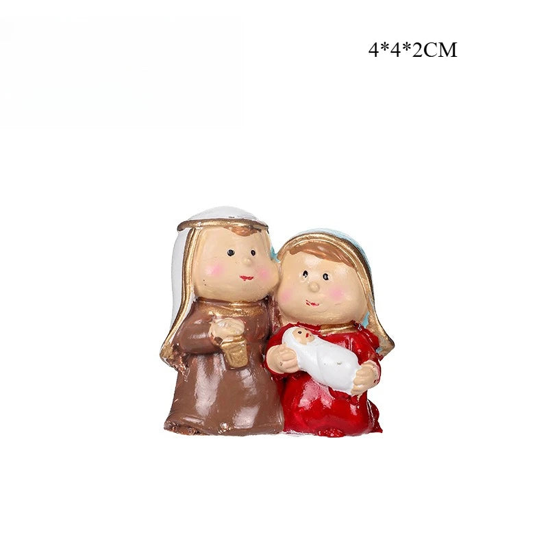 Christmas Decorations Manger Nativity Resin Ornaments Home Desktop Decoration