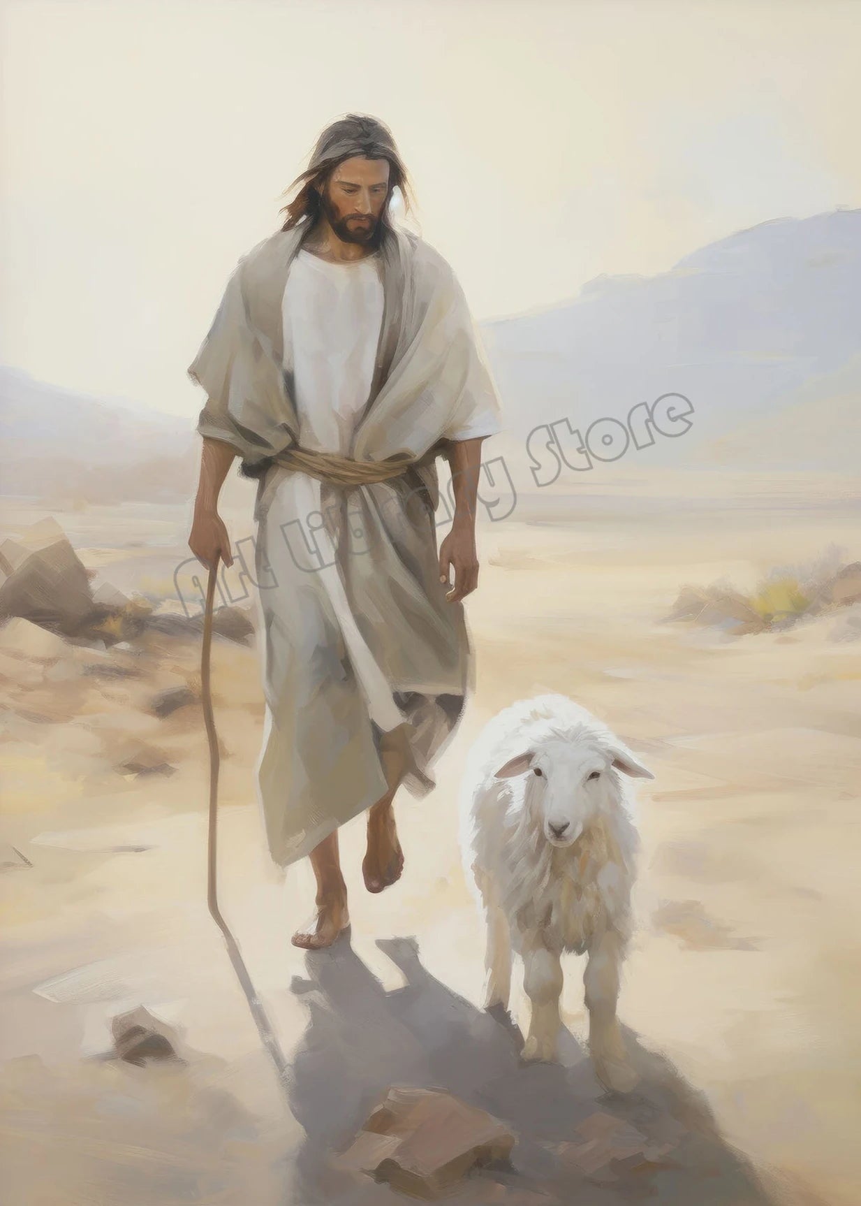 Watercolor Jesus Teaching Children Portrait Christian Religious Poster Canvas Painting Wall Art Pictures Home Interior Decor