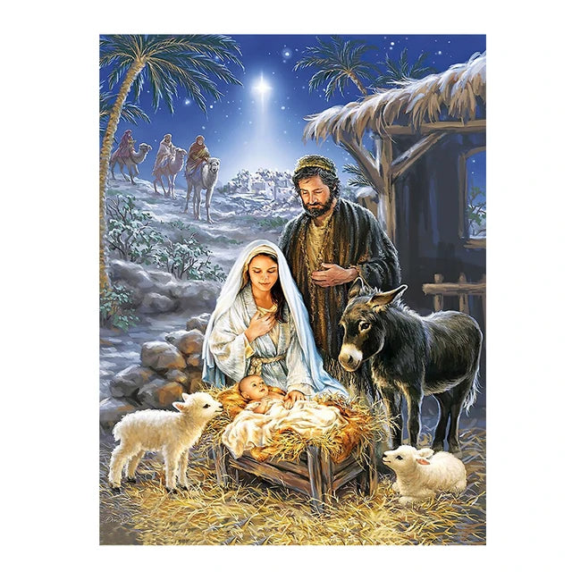Birth of Jesus Christ Wall Art Canvas Painting Nativity Scene Christmas Decor Modern Oil Painting Church Wall Decor Cuadros