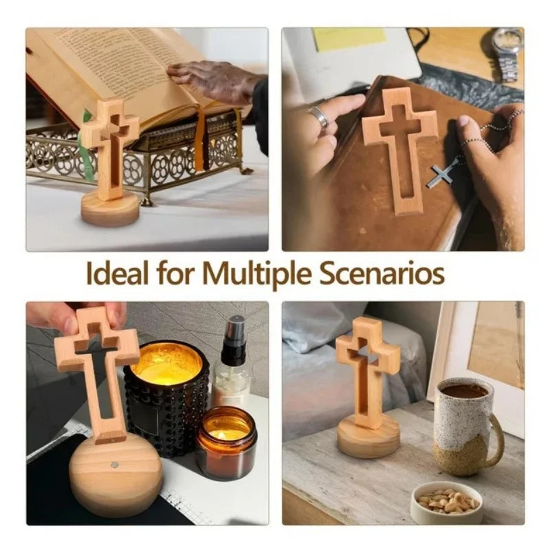 Cross Wood Crucifix Standing Jesus Wall Wooden Religious Christian Table Decoration Holy Church Religious Ornament Statue Gifts