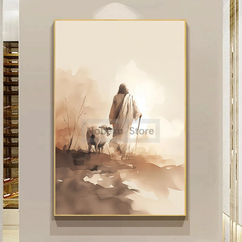Modern Christian Jesus Poster Religious Prints Canvas Painting Bible Verse Wall Art Pictures Home Living Room Christian Decor