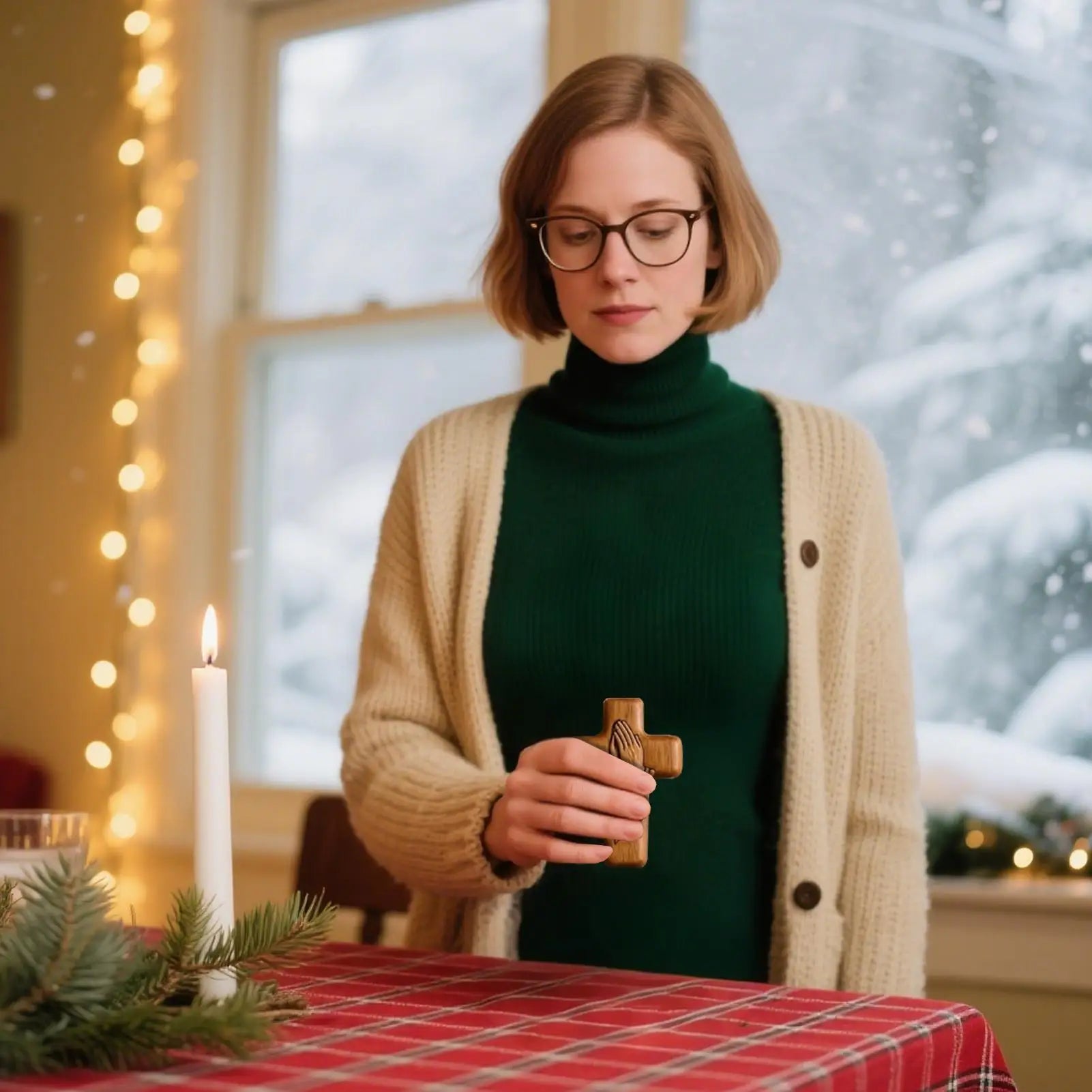 Handheld Prayer Cross Wooden Crucifix Pocket Size Daily Devotion Cross for Catholics Christians Spiritual Seekers Christmas Gift