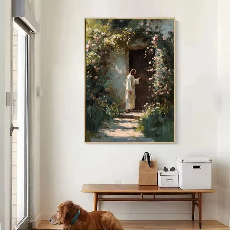 Classic Jesus Knocking At The Door Religious Faith Christian Bible Art Poster Canvas Painting Wall Pictures Home Interior Decor