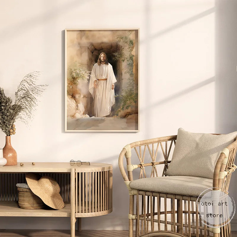 Religious Retro Jesus Christ Savior Christian Jesus Portrait Art Poster Canvas Painting Wall Print Picture for Room Home Decor