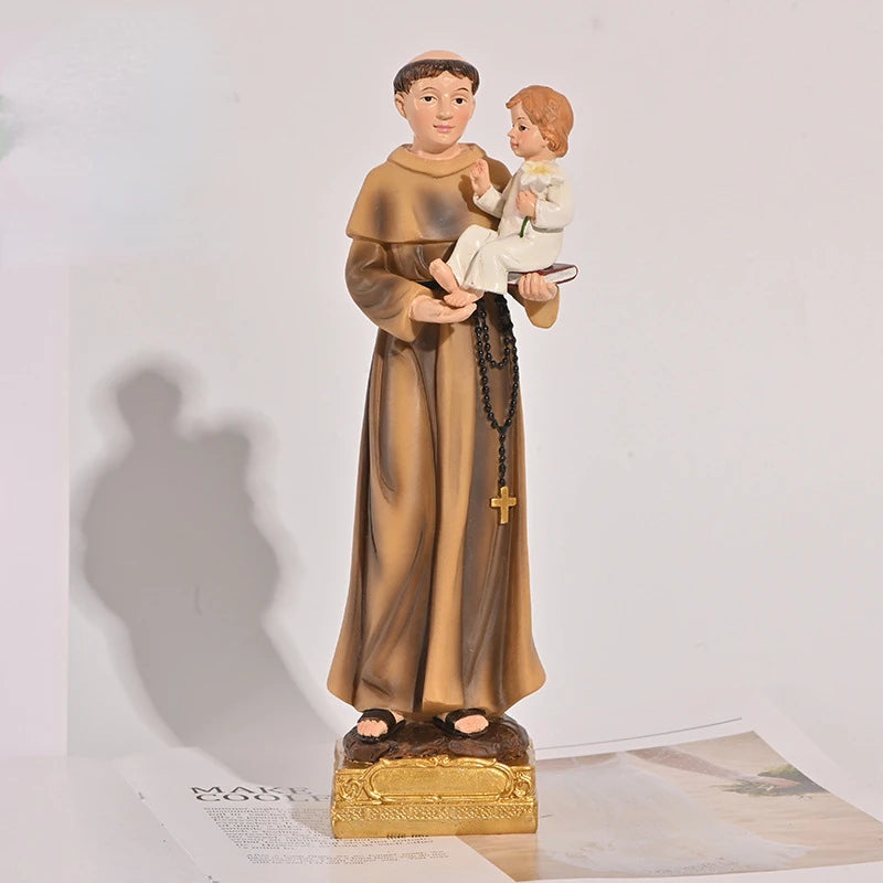 1PC Saint Antonio Statue Icon Catholic Saint Family Prayer Ornaments Jesus Christ Home Decoration Resin Crafts