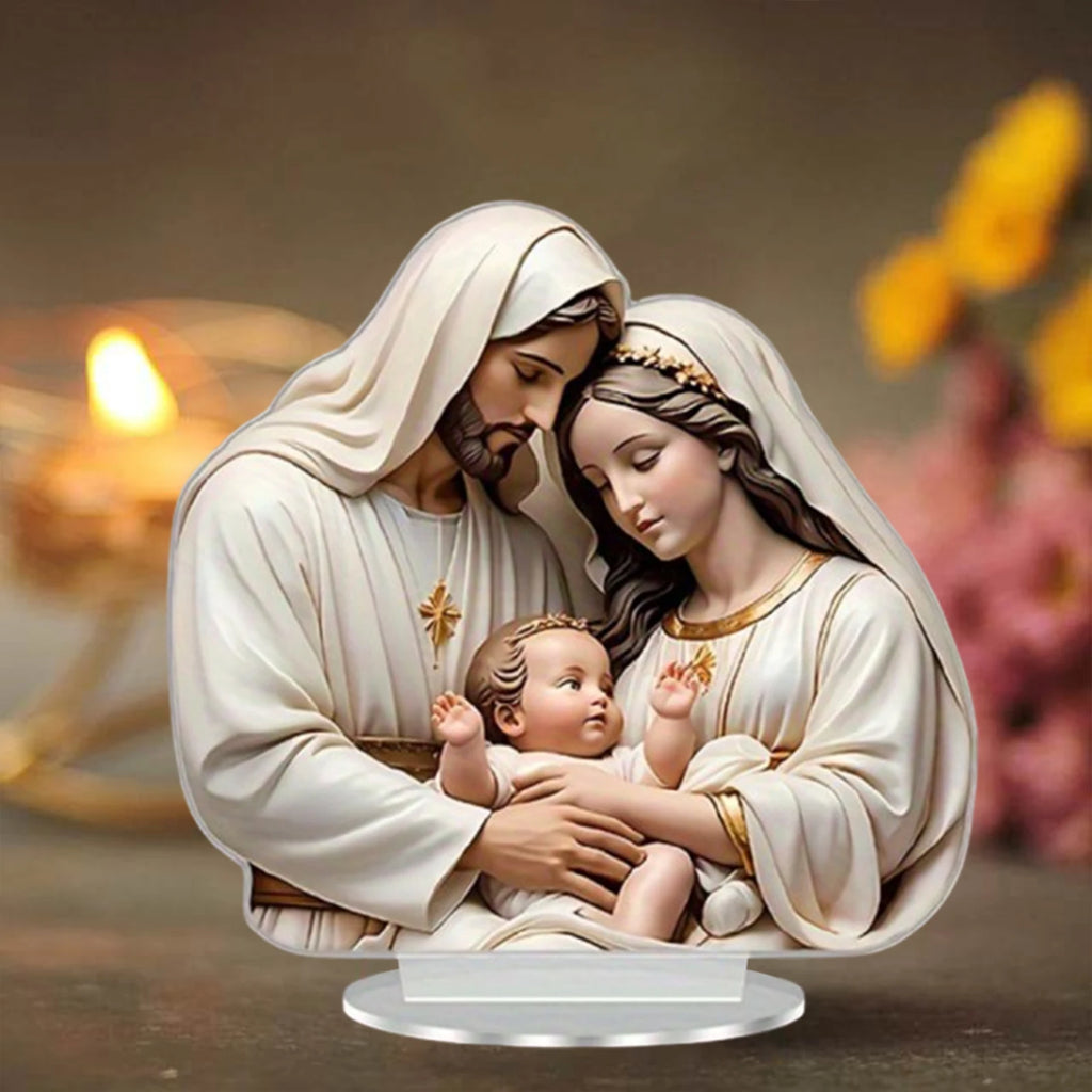 Nativity Scene Tabletop Ornament Jesus Birth Christmas Acrylic for Home Desk Decoration Holiday Gifts