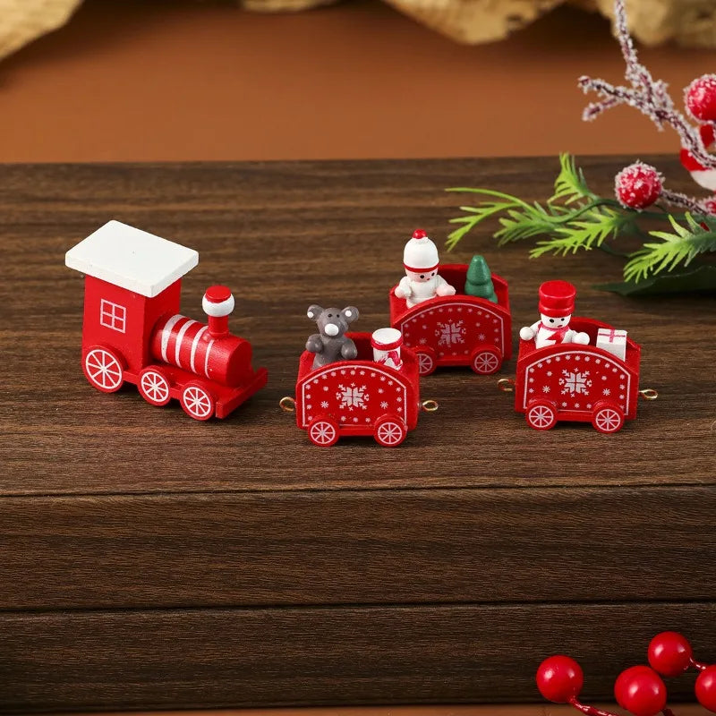 Christmas Decorations Wooden Color Box Small Train Ornaments, Window Ornaments Christmas Gifts Christmas Decorations